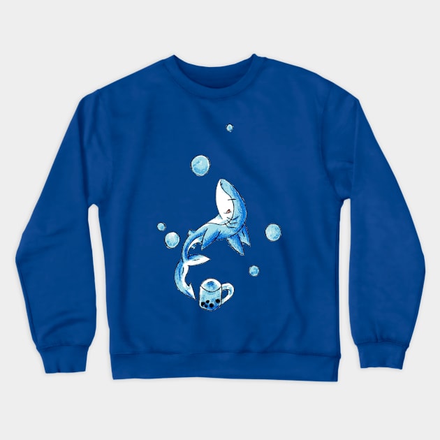 Blue Bubble Shark Crewneck Sweatshirt by KristenOKeefeArt